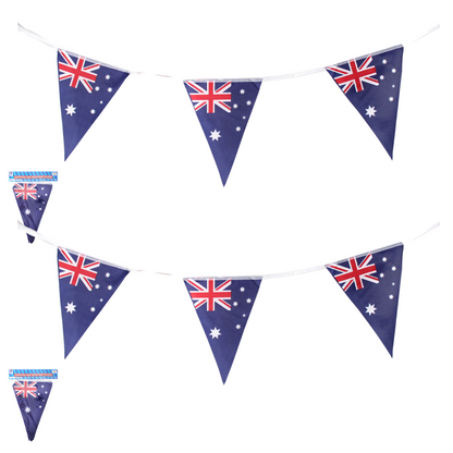 Colorful Australian flag bunting set, perfect for kids party decorations, 2x 3.6m length.