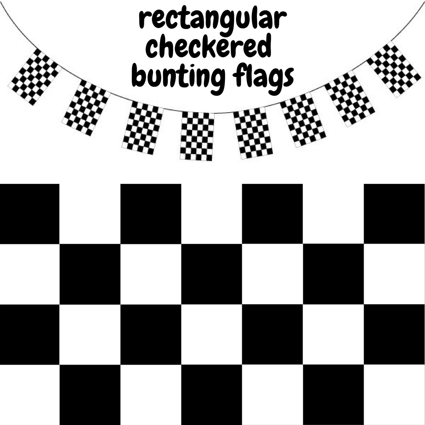 Colorful race car checkered bunting flag banner for kids party decoration, 3.6m length.