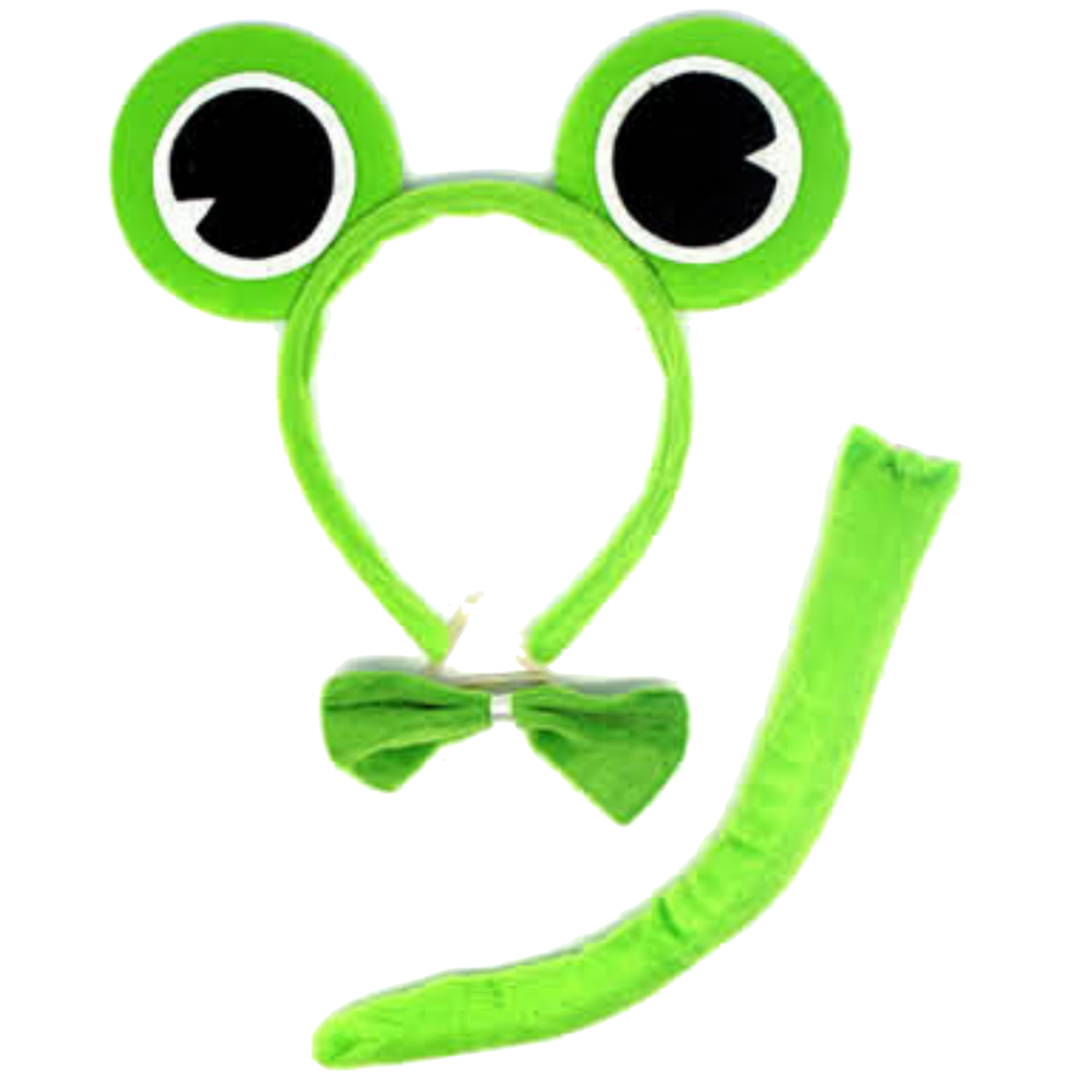 Kids party animal costume set with dog and frog ears, bow, and tail accessories.