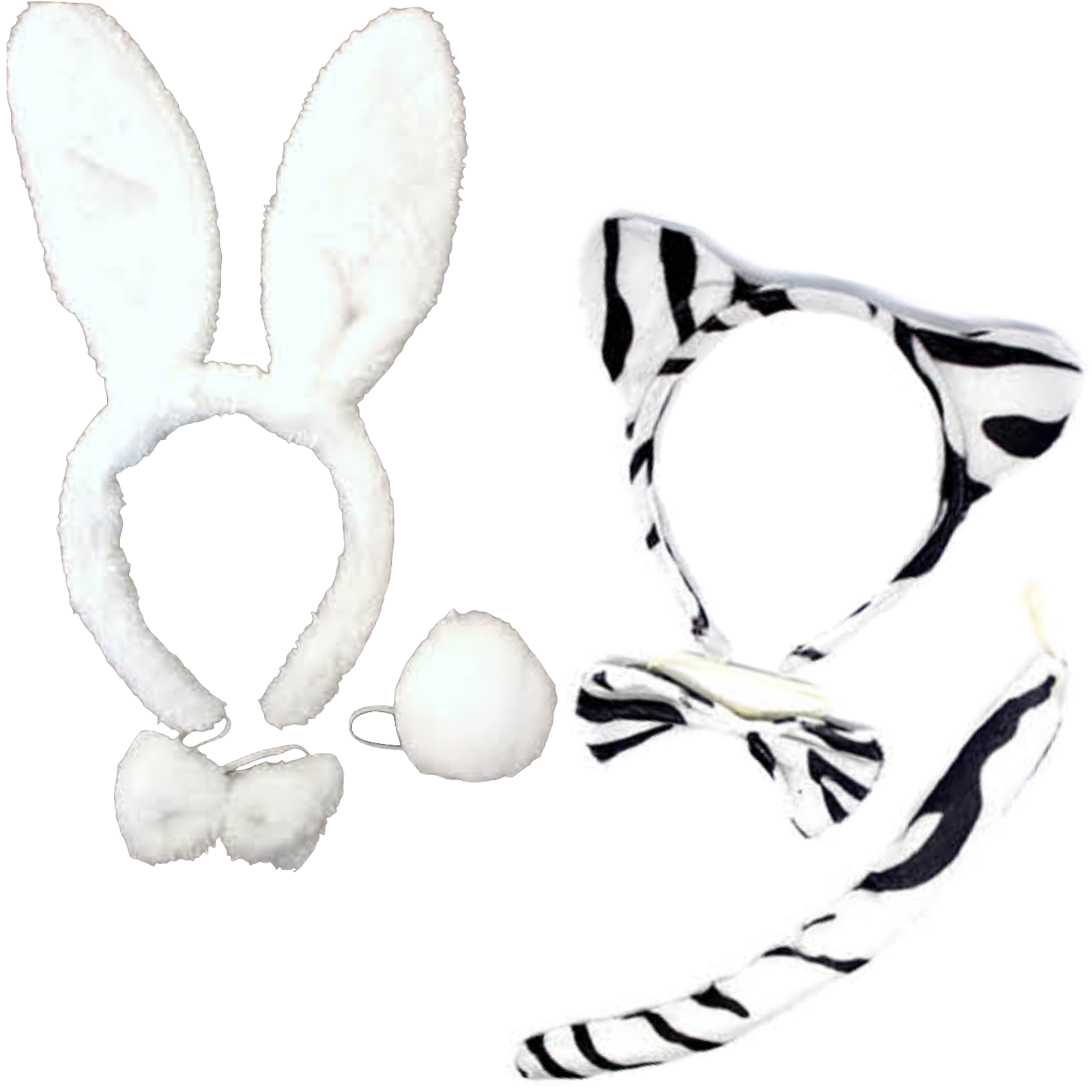 Kids animal ears headband set featuring rabbit and zebra designs, perfect for imaginative play.