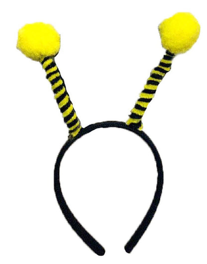 Yellow fluffy bumble bee headband, perfect for kids costume play and dress-up fun.