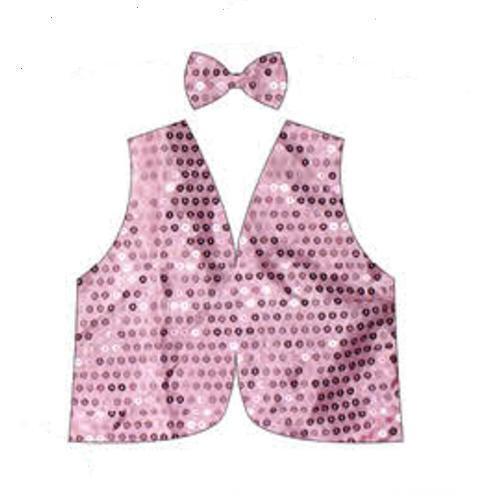 Kids sequin vest and bow tie set for glam dress-up parties at home.