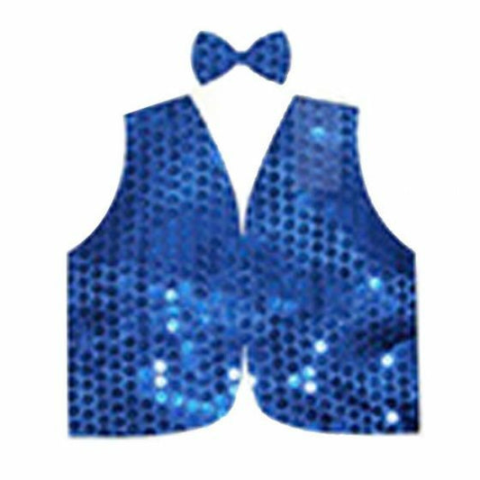 Kids 80s costume set | Blue sequin vest with matching bow tie for themed parties