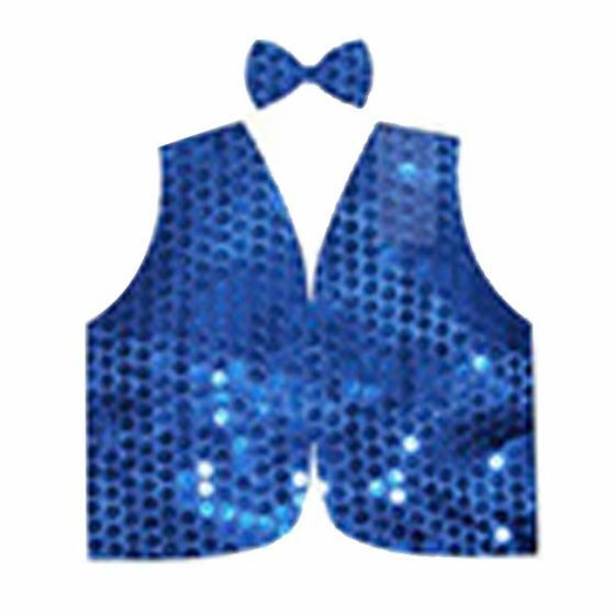 Kids Blue Sequin Vest Bow Tie Set for Dress Up Parties
