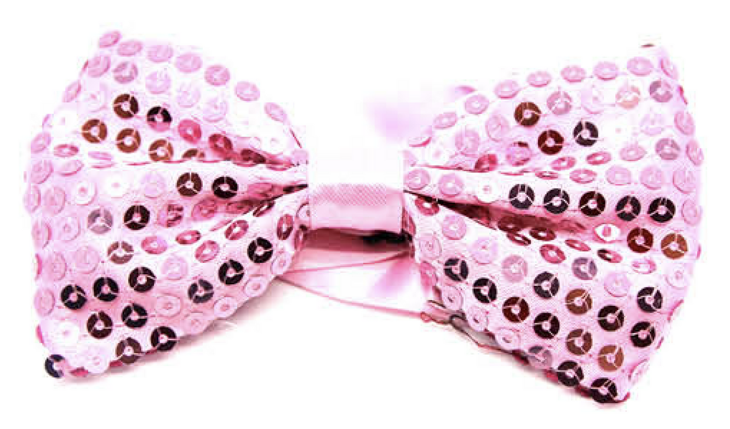 Light pink glittery sequin bow tie for kids costumes and parties, sparkles and shines.