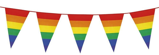 Colorful 3.6m Rainbow Bunting Flags for Kids Party Decor, brightening childrens spaces and events.