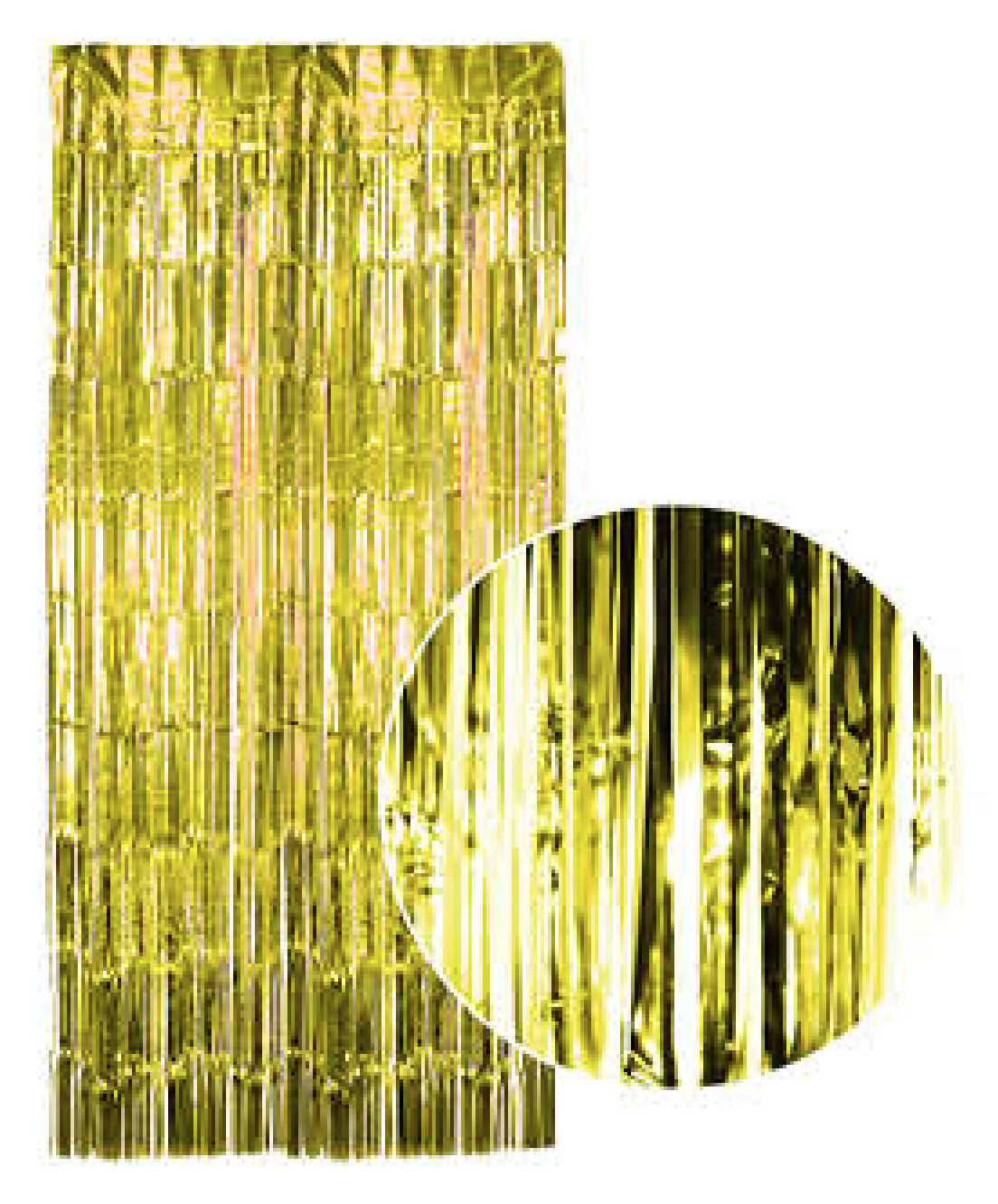 Kids gold foil party curtain, adds shimmer for celebrations, ideal for home decorations.