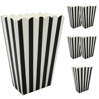 Black Retro Cinema Popcorn Boxes, perfect for kids movie nights, party pack of 6.