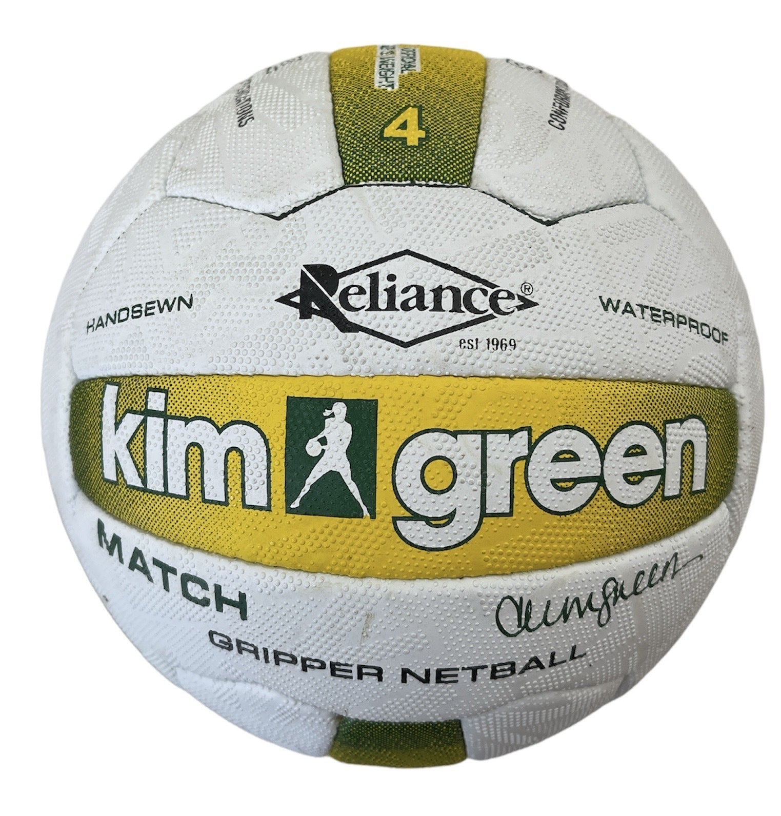 Kim Green Match Gripper Netball | Official Size 4, hand-sewn, waterproof design for kids home play.