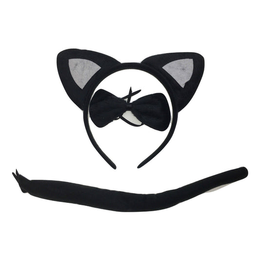 Black Cat Costume Set for Kids | Includes Ears, Bow Tie, and Tail for Playtime