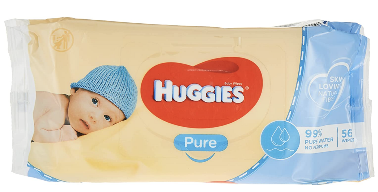 Huggies Pure Unscented Baby Wipes 56 Pack - Gentle, hypoallergenic care for babys skin.