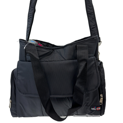 Black FIB Baby Nappy Bag | Stylish, multi-functional tote for traveling with infant essentials.