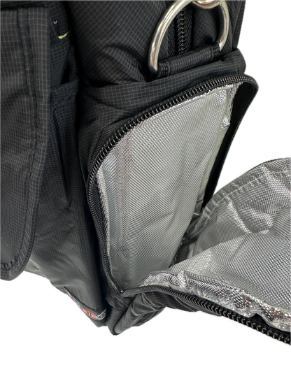 Black FIB Baby Nappy Bag with Changing Mat for convenient travel and home use.