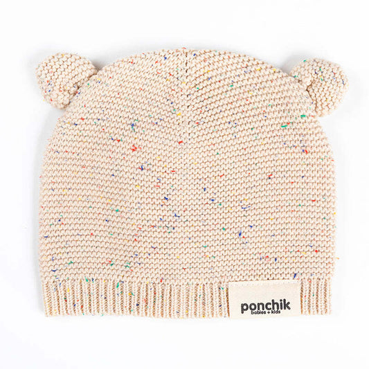 Ponchik Babies + Kids Carmel Bear Knitted Beanie Hat | Soft, cozy accessory for toddlers.