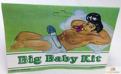 Big baby diaper costume with jumbo pin, ideal for Halloween fancy dress playtime.