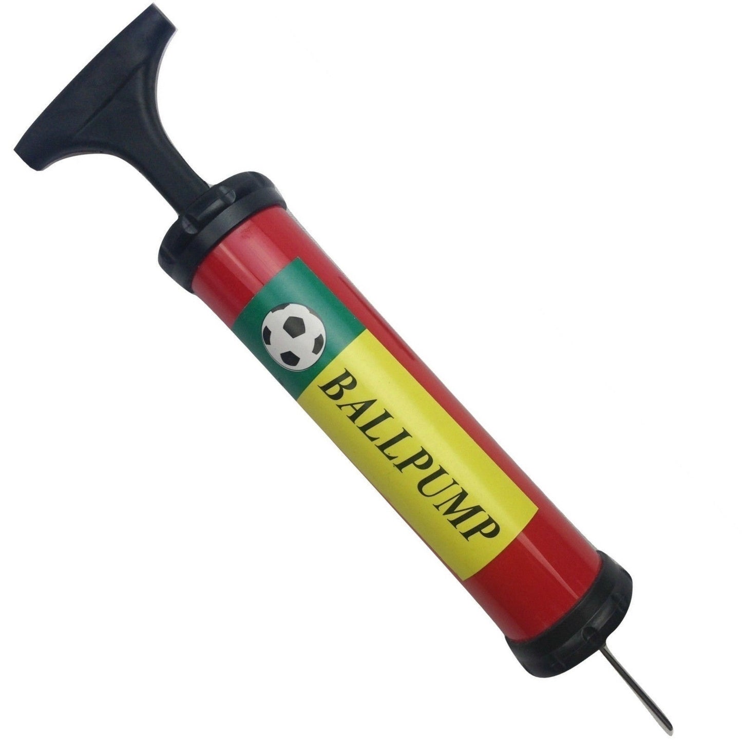 Portable ball pump inflator with needle for easy inflation of sports balls at home.