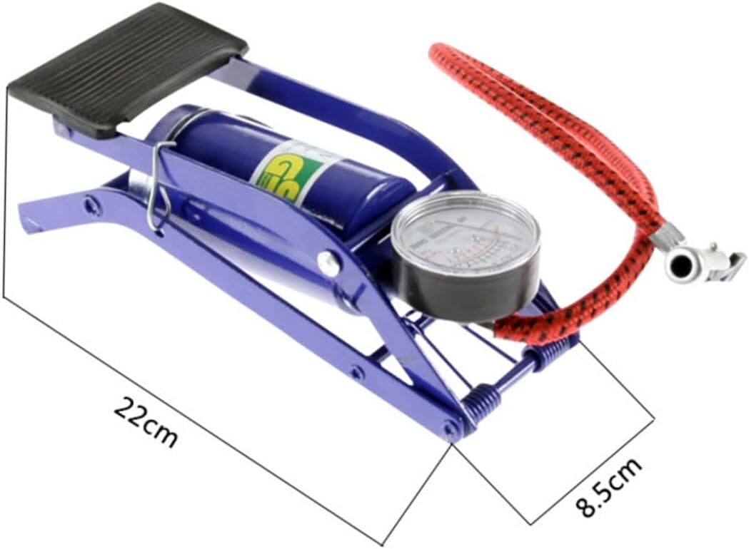 Versatile high-pressure foot pump with gauge for inflating tires, beds, balls, bikes â€“ kids favorite.