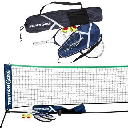 Portable Tretorn Game Tennis & Volleyball set, perfect for kids home backyard fun.