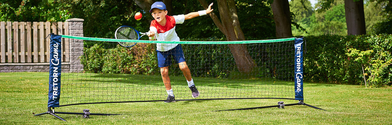 Portable Tretorn Game Tennis & Volleyball Set | Ideal for kids indoor/outdoor fun & games.