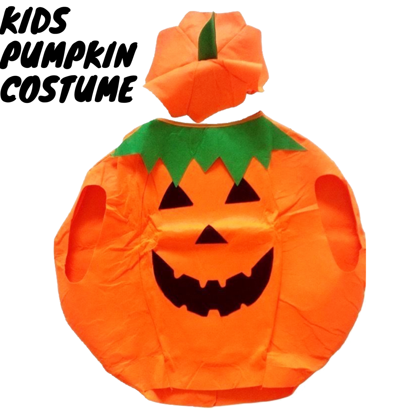 Kids Halloween Pumpkin Costume for festive dress-up playtime at home, orange unisex design.