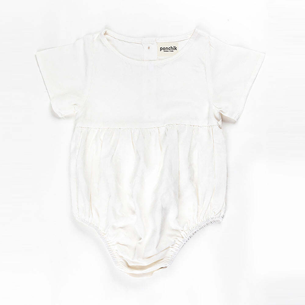 Ponchik Babies + Kids Linen Romper in Daisy print, Size 2 Years, ideal for casual home wear.