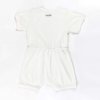 Ponchik Babies + Kids ribbed cotton romper in daisy print, perfect for 0-3 months.