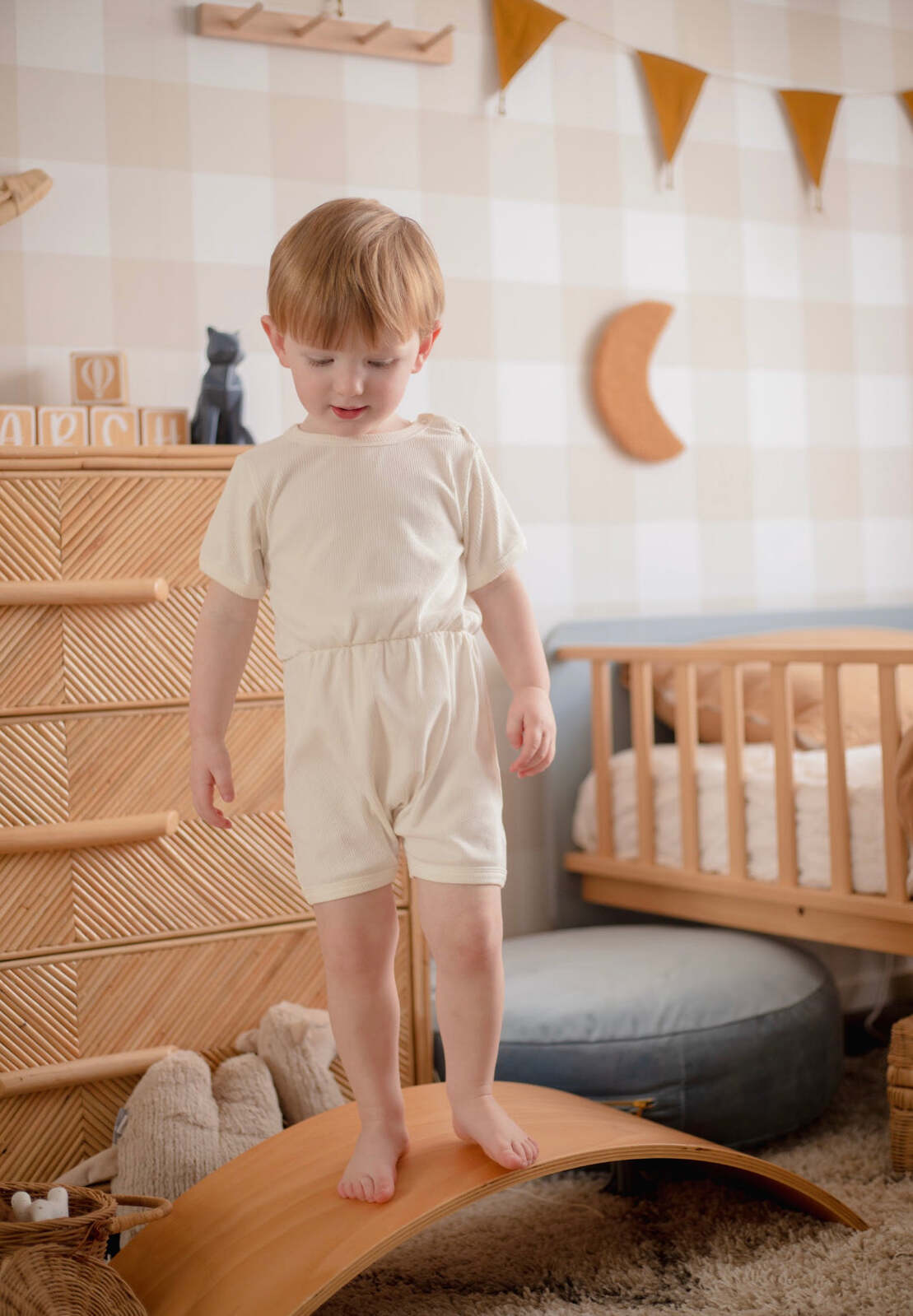 Ponchik Babies + Kids Ribbed Cotton Romper in Daisy design, perfect for 0-3 months.
