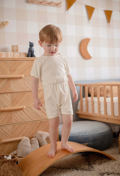 Ponchik Babies + Kids Ribbed Cotton Romper in Daisy design, size 0-3 months.