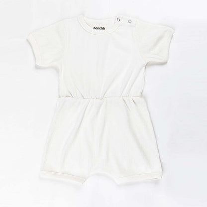 Ponchik Babies + Kids Daisy Ribbed Cotton Romper for 3-6 months, perfect for lounging.