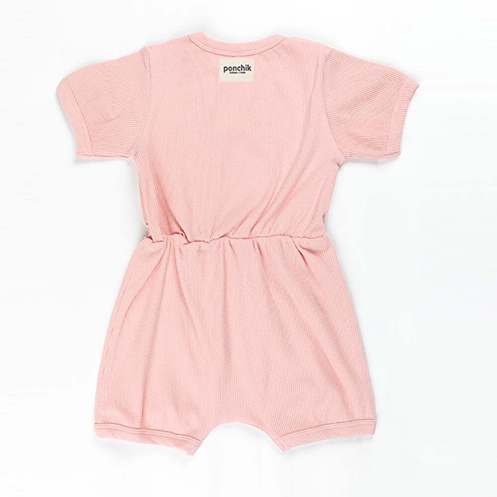 Ponchik Babies + Kids lemonade romper for infants, made from ribbed cotton, size 0-3 months.