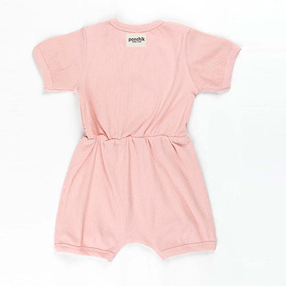 Ponchik Babies + Kids lemonade romper for infants, made from ribbed cotton, size 0-3 months.