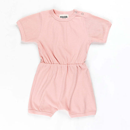 Ponchik Babies + Kids Lemonade Ribbed Cotton Romper for 3-6 months | soft, cozy loungewear.