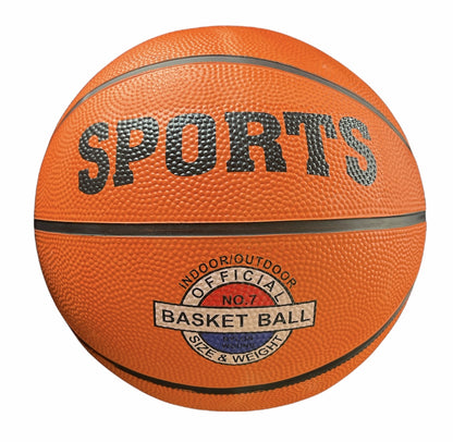 Official Size 7 Black/Orange Rubber Basketball ideal for childrens home play.
