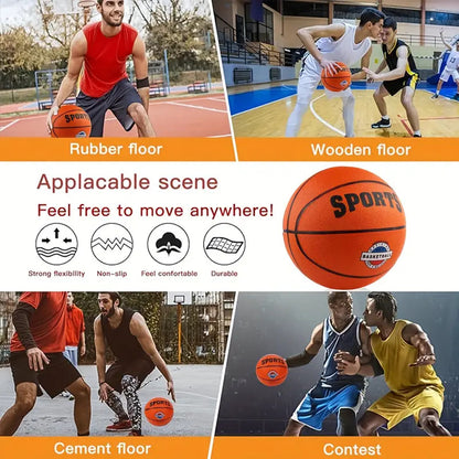 Official Size 7 Rubber Basketball in Black and Orange - Ideal for Kids Playground.