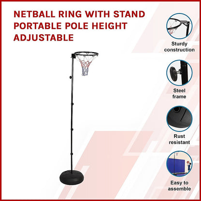 Portable adjustable netball ring for kids & adults, ideal for home fun and practice.