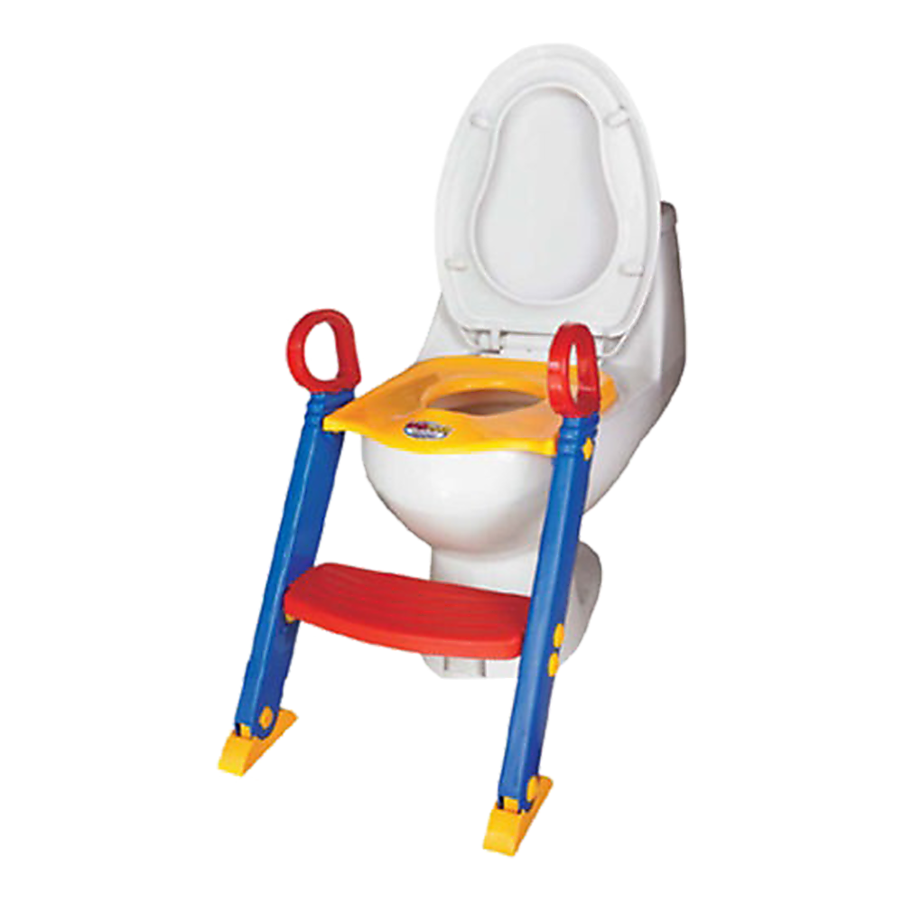 Adjustable toddler toilet training ladder with non-slip steps, ideal for home potty training.