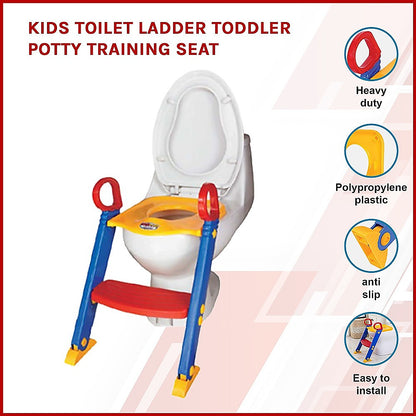 Adjustable toddler toilet training ladder with non-slip steps for easy and safe bathroom access.