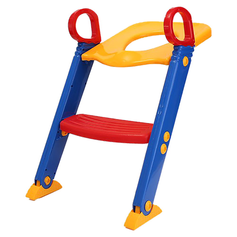 Adjustable toddler toilet training ladder with non-slip steps for safe and easy potty training.