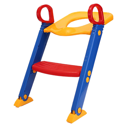 Adjustable toddler toilet training ladder with non-slip steps for safe and easy potty training.