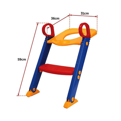 Adjustable toddler toilet training ladder with non-slip steps for safe and easy potty training.