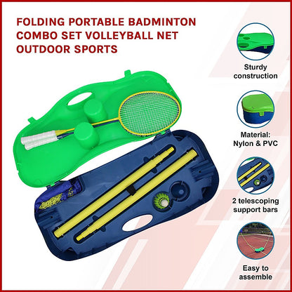 Compact Kids Badminton & Volleyball Set for backyard entertainment, easy storage and transport.