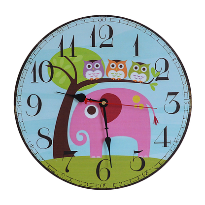 Vibrant animal-themed wall clock to teach children time in a fun way.