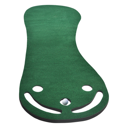 Kids indoor putting green set with 3 cups, sand traps. Fun golf practice at home.