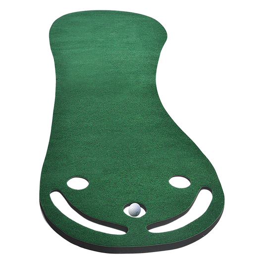 Kids indoor putting green set with 3 cups, sand traps. Fun golf practice at home.