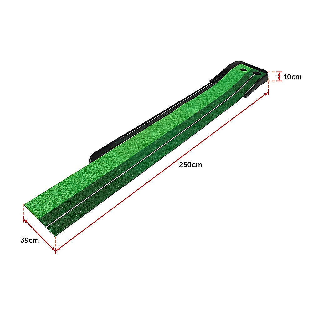 Kids indoor golf putting mat with ball return for home fun and practice.