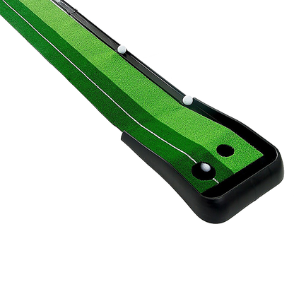 Kids golf putting mat with ball return, ideal for indoor practice, 2.5m size.