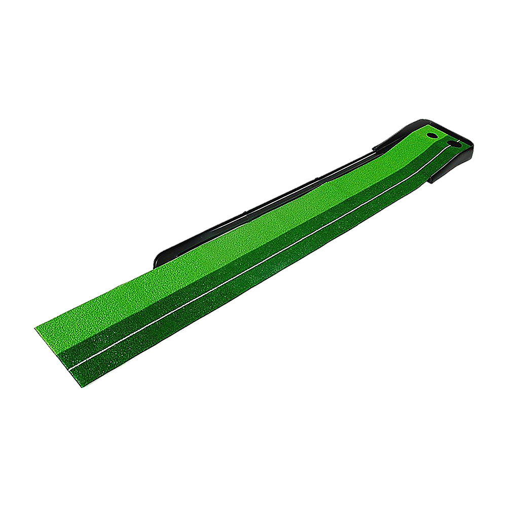 Kids indoor golf putting mat with ball return, 2.5m length for home practice.