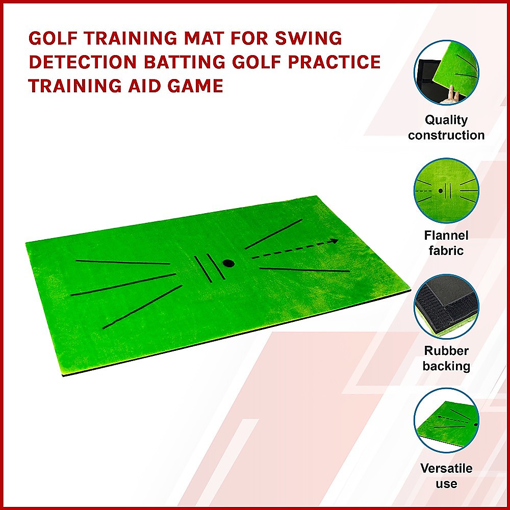 Kid-friendly golf practice mat for indoor and outdoor swing training at home.