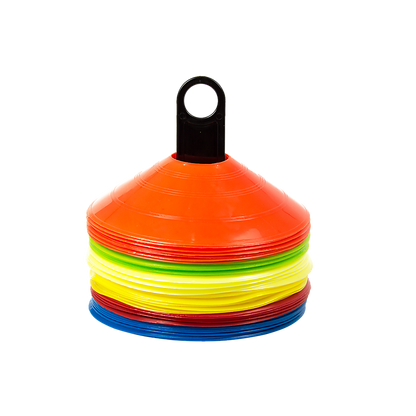 Set of 60 vibrant cones for kids fitness activities and games at home.
