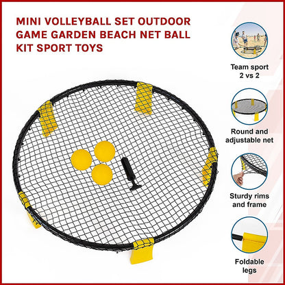 Compact kids volleyball set for outdoor play in the garden or on the beach.